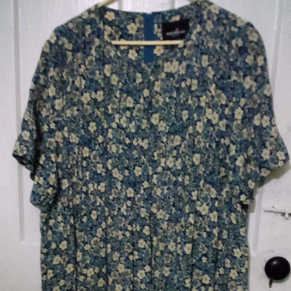 Positive Attitude Pleated Front Floral Print Dress Size 20W